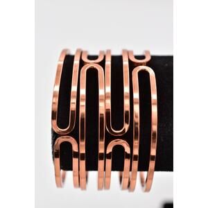 Renoir Copper Hinged Bracelet Wide Openwork Modernist Bangle Signed 60s BinBR